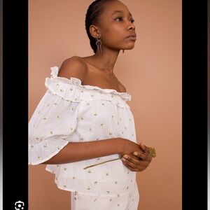 Anthropologie Meadows Daisy Blossom Blouse Ruffles Top Size 0 XS/ S